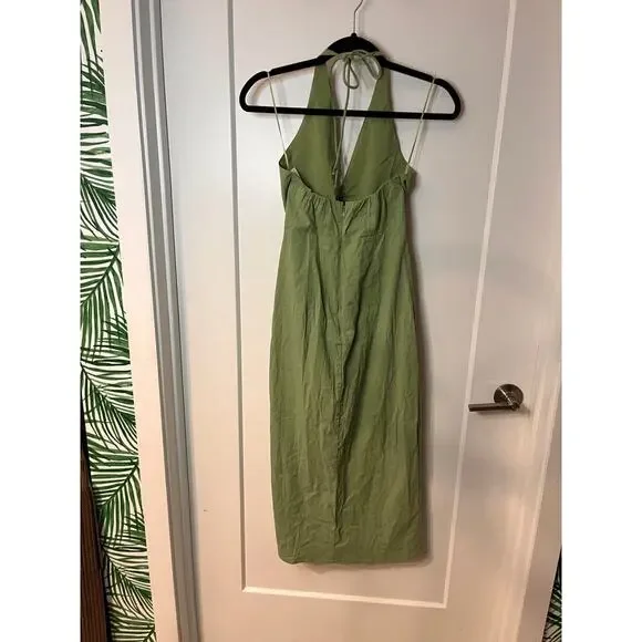 NWT Abercrombie & Fitch Green V-Neckline Midi Dress Size Small - Picture 4 of 8